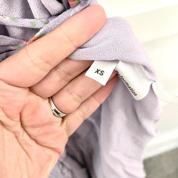 Reformation Carina Midi Wrap Dress Purple Floral Yvette Size XS - Picture 6 of 7